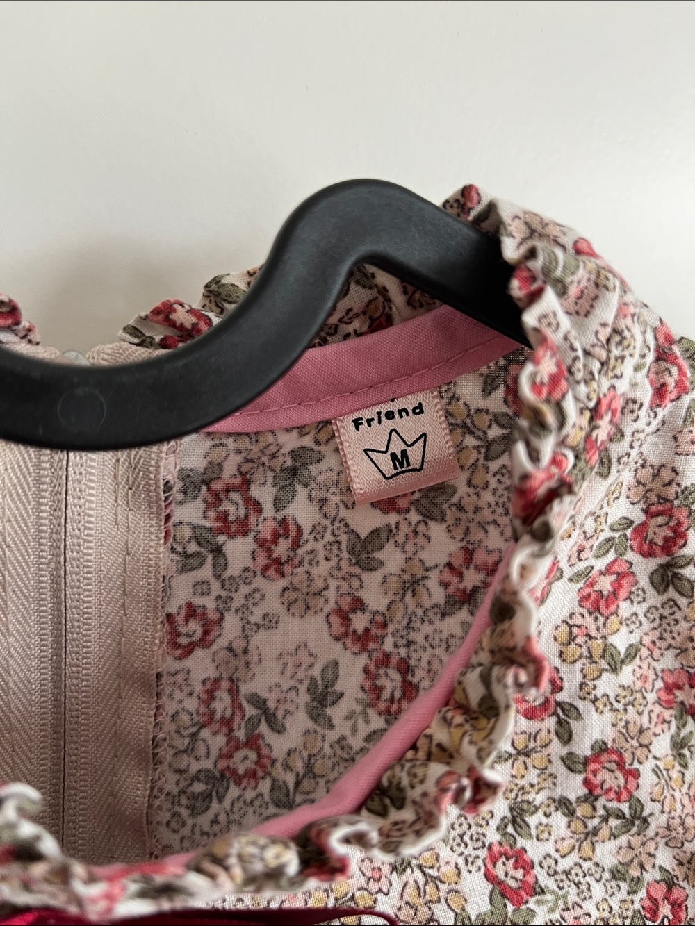 FRIENDS Pink and Burgundy Floral Ruffle Dress - Picture 3 of 4